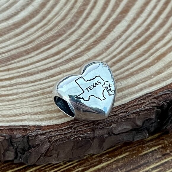Pandora Texas Map Heart Charm S925 Silver Jewelry - Picture 1 of 3
